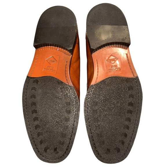 Stanley Blacker Mens 10.5 Loafers Brown Leather Slip On Shoes Made In Italy - Picture 8 of 11